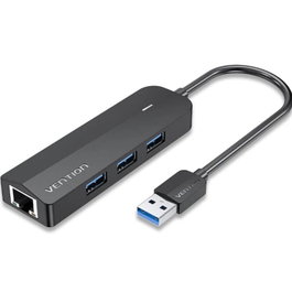 Vention CHNBB Hub USB 3.0 de 3 Puertos 5 en 1 con Adaptador Ethernet Gigabit RJ45 y Puerto MicroUSB PD para Carga